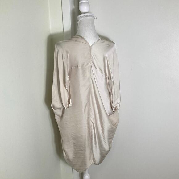 Maria + Cornejo Beige V-Neck/V-Back Sleeveless High Low Hem Sz 6 - Picture 2 of 3